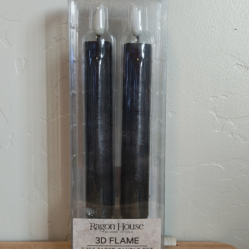Ragon House 3D Flame Taper Candles - 7.25" Black
